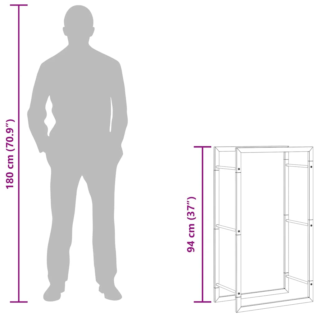 Ραφιέρα Καυσόξυλων 50x28x94 εκ. από Ανοξείδωτο ατσάλι