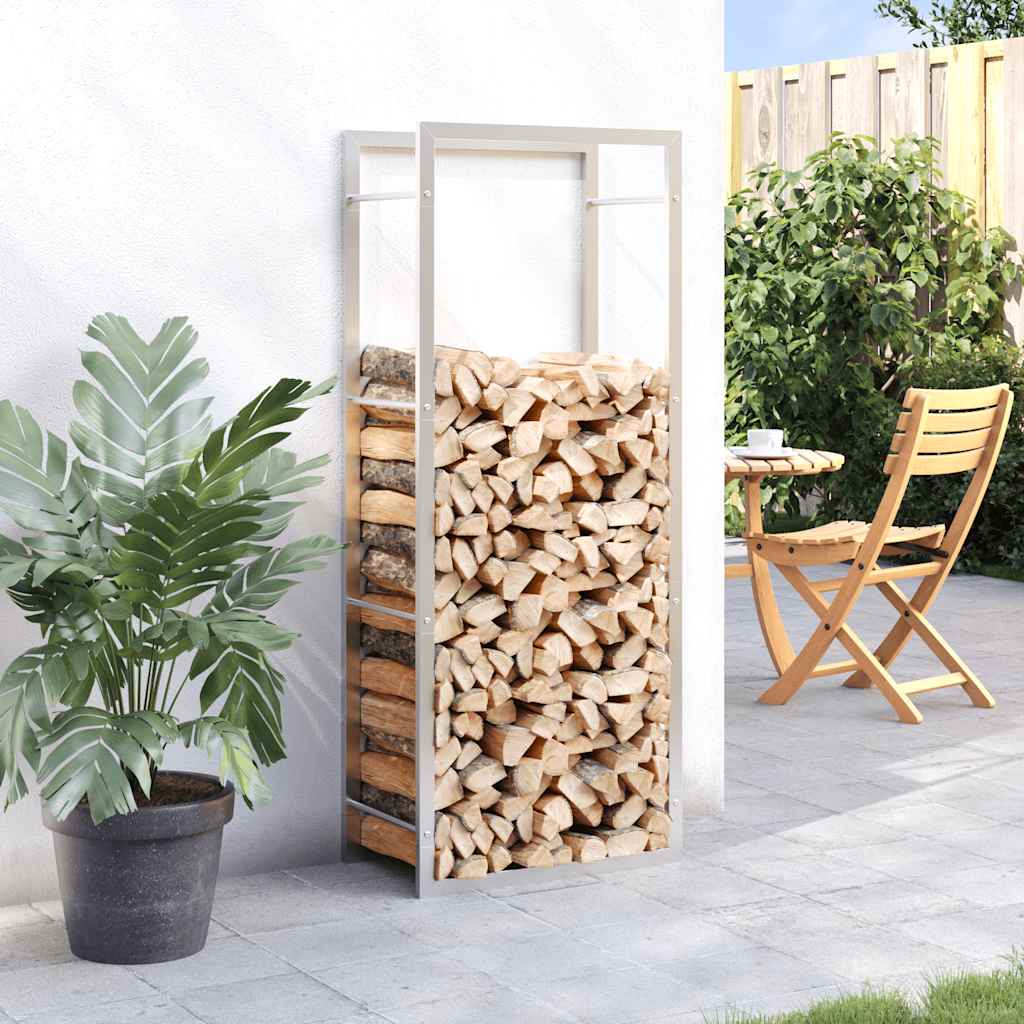 Ραφιέρα Καυσόξυλων 50x28x132 εκ. από Ανοξείδωτο ατσάλι