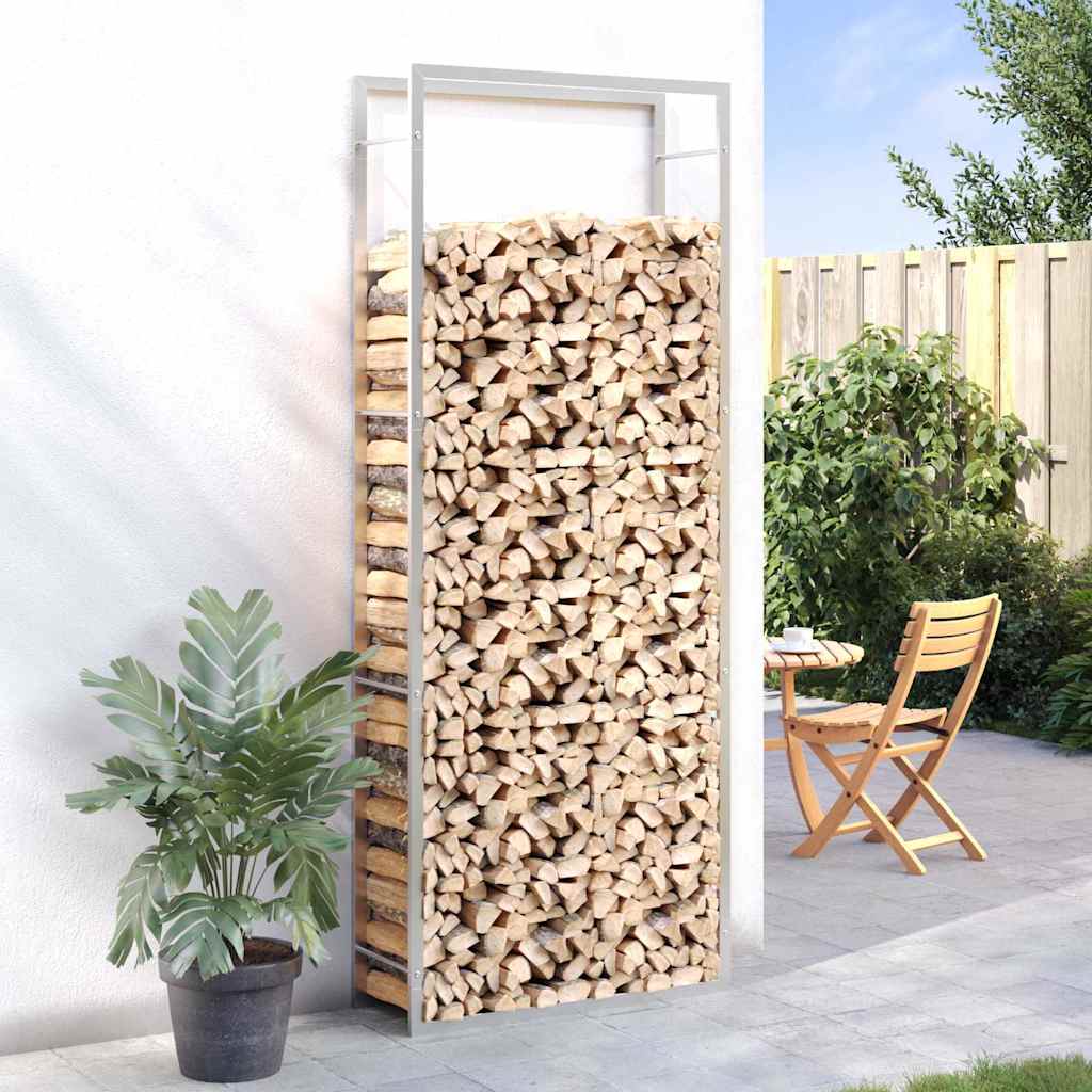 Ραφιέρα Καυσόξυλων 80x28x222 εκ. από Ανοξείδωτο Aτσάλι