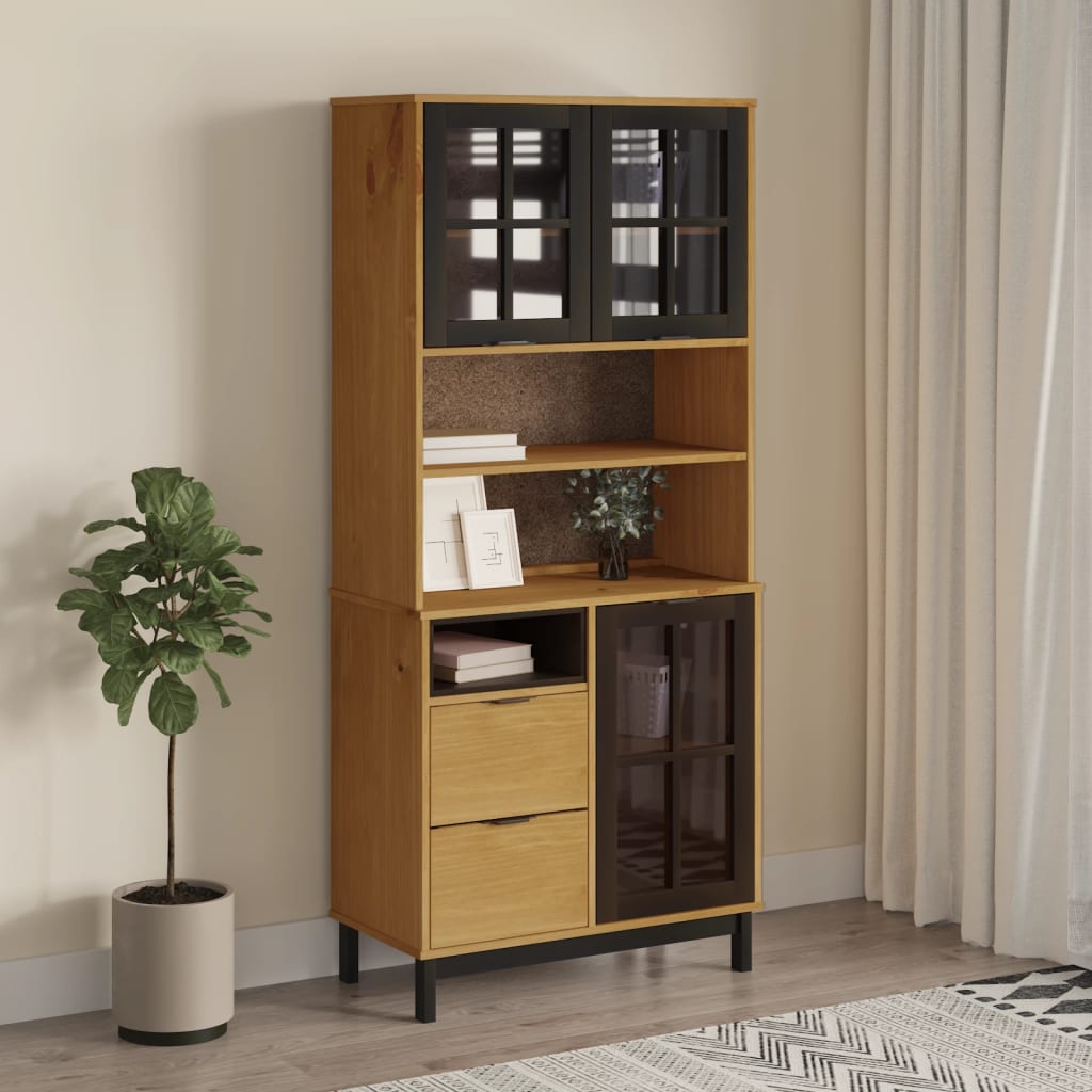Ντουλάπι FLAM 80x40x80εκ. από Μασίφ Ξύλο Πεύκο με Γυάλινη Πόρτα