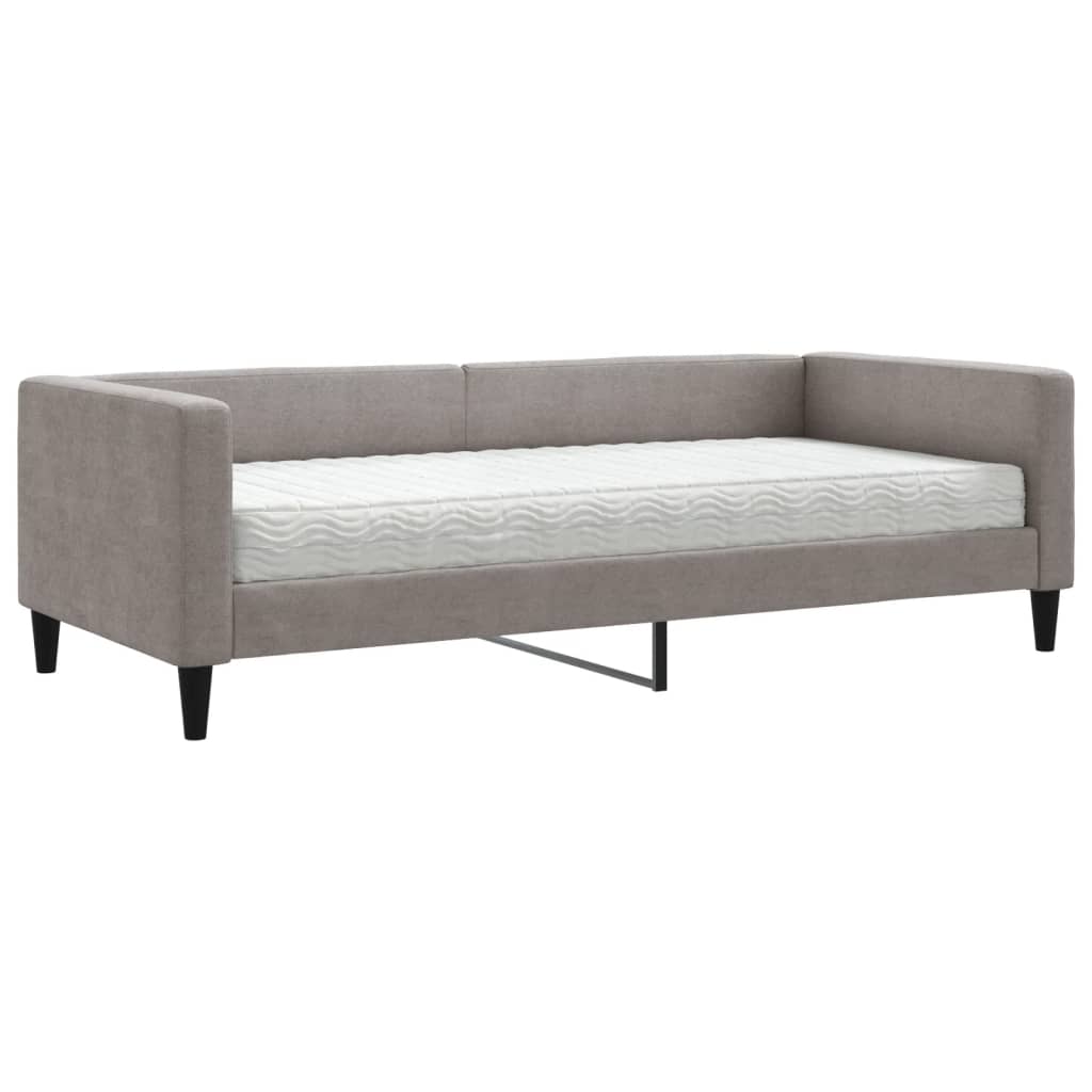 Καναπές Κρεβάτι με Στρώμα Taupe 90 x 200 εκ. Υφασμάτινο
