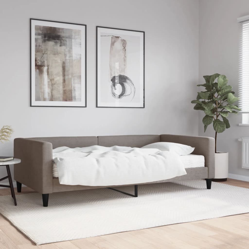 Καναπές Κρεβάτι με Στρώμα Taupe 100 x 200 εκ. Υφασμάτινο