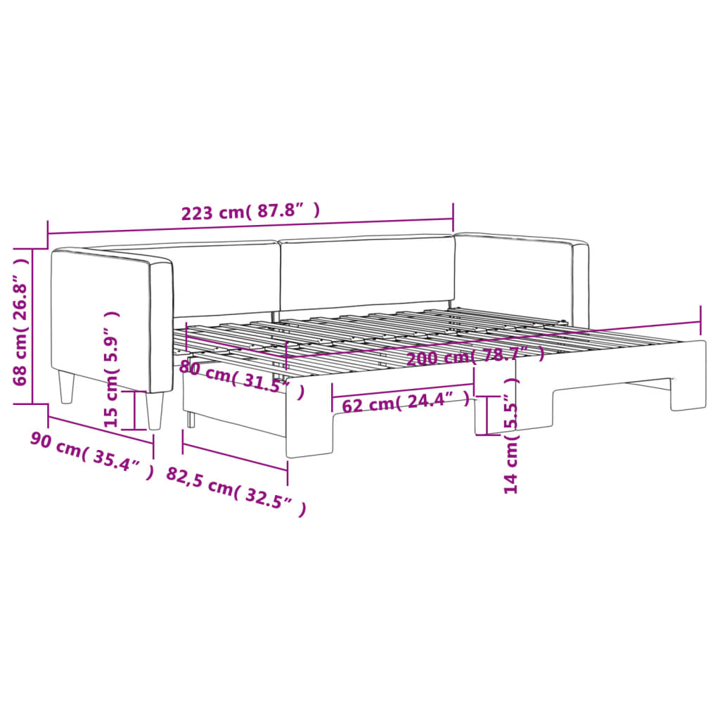 Καναπές Κρεβάτι Συρόμενος Taupe 80 x 200 εκ. Υφασμάτινος