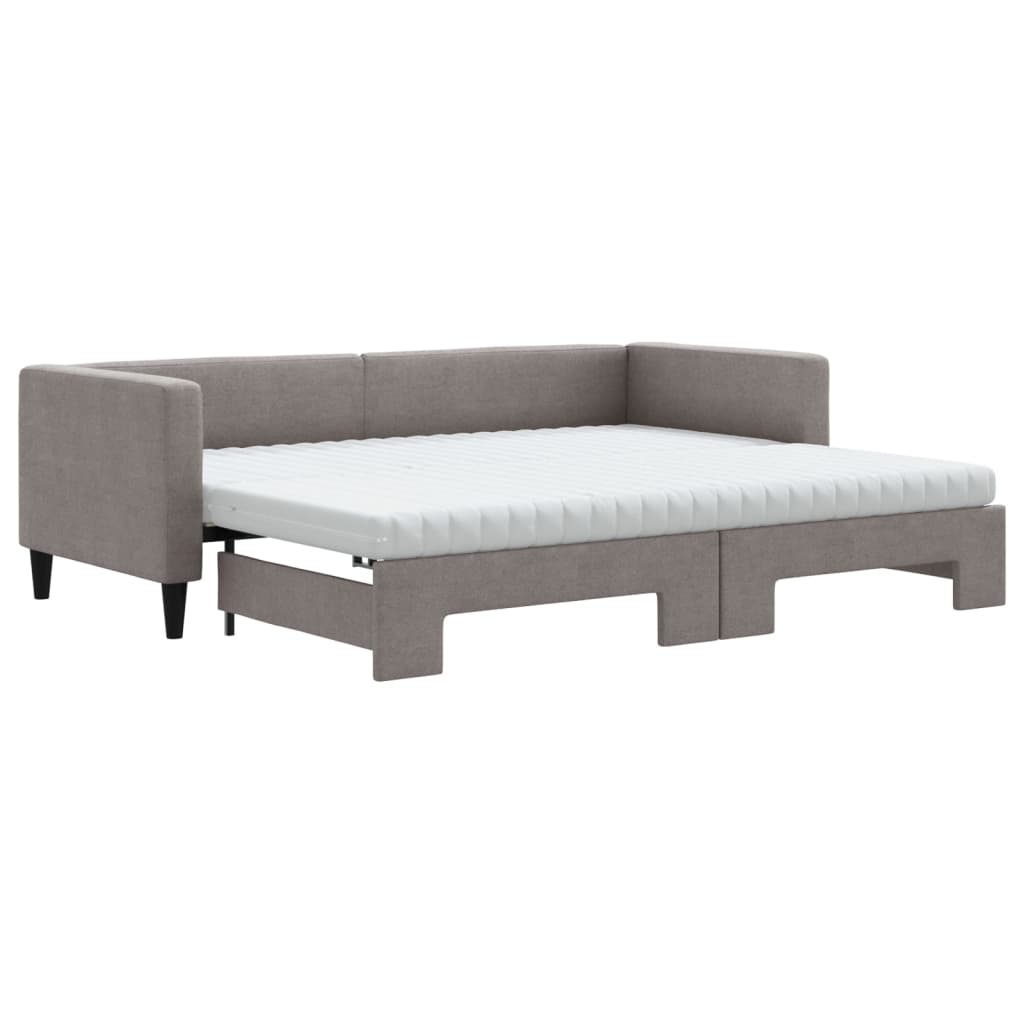 Καναπές Κρεβάτι Συρόμενος Taupe 80x200 εκ. Υφασμάτινος Στρώματα