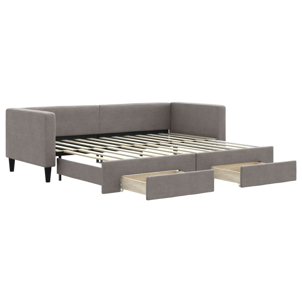 Καναπές Κρεβάτι Συρόμενος Taupe 80x200 εκ. Υφασμάτινος Συρτάρια