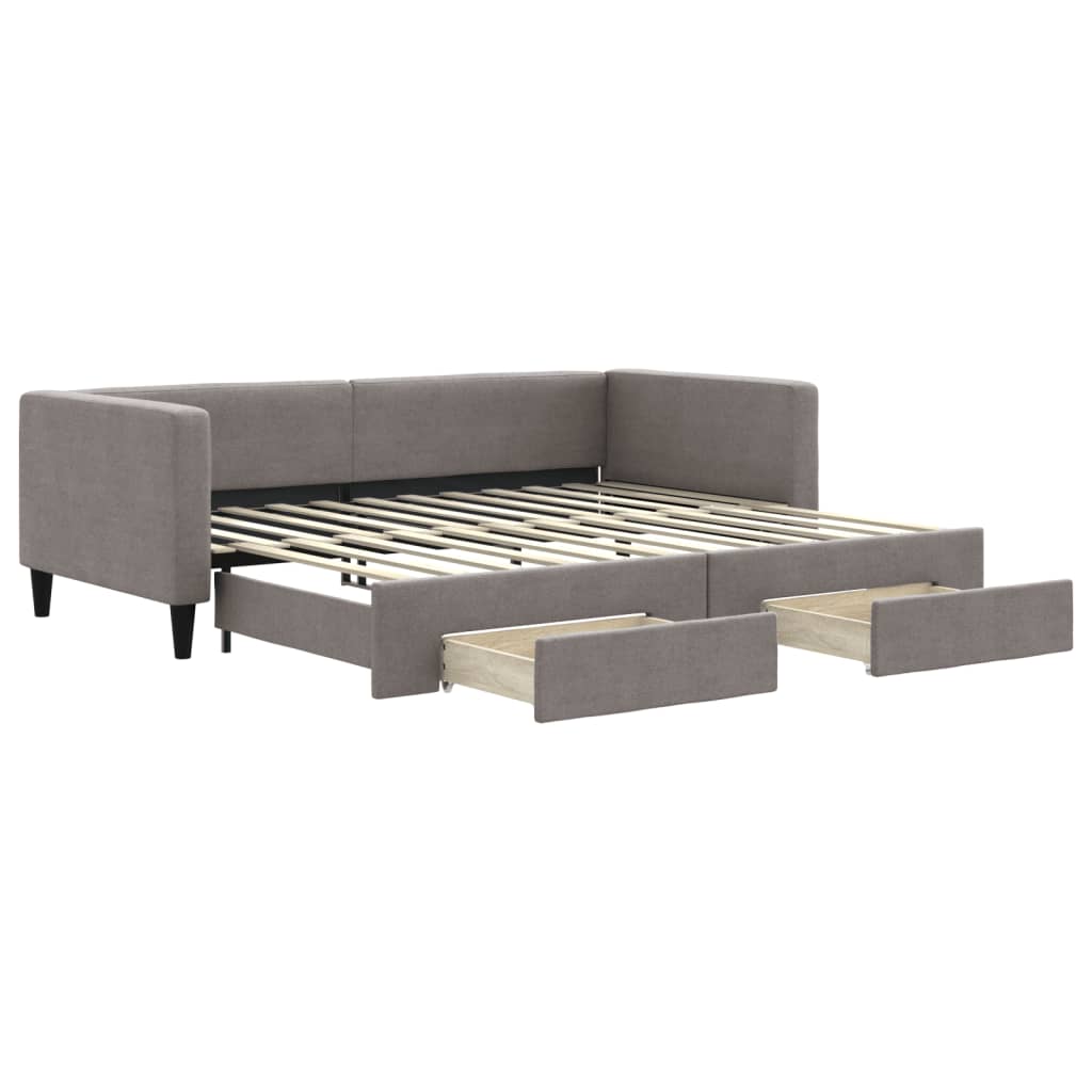 Καναπές Κρεβάτι Συρόμενος Taupe 90x200 εκ. Ύφασμα & Συρτάρια