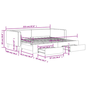 Καναπές Κρεβάτι Συρόμενος Taupe 90x200 εκ. Ύφασμα & Συρτάρια