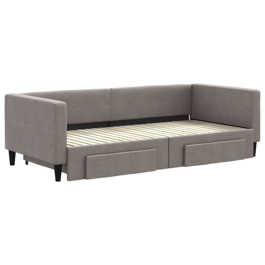 Καναπές Κρεβάτι Συρόμενος Taupe 90x200 εκ. Ύφασμα & Συρτάρια