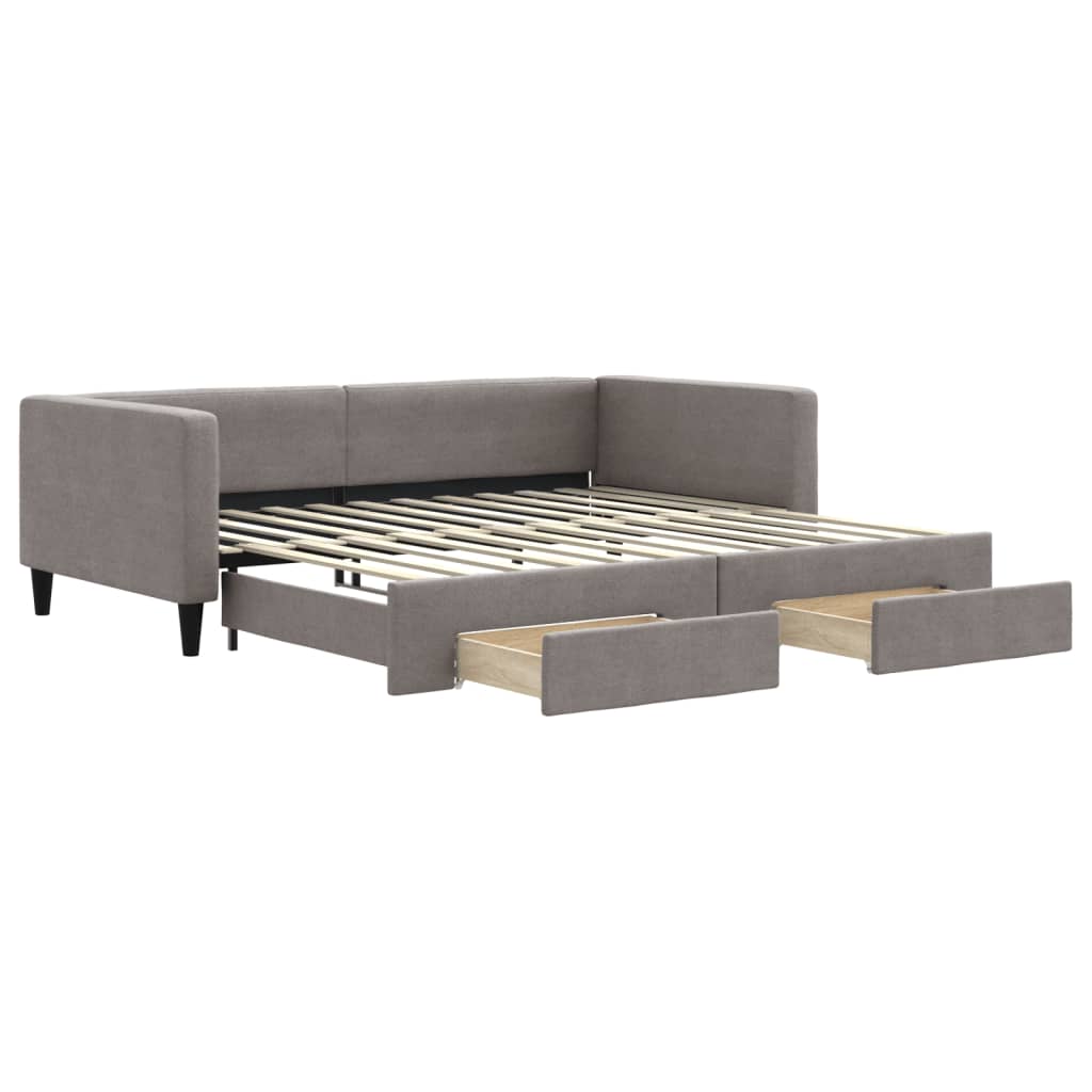 Καναπές Κρεβάτι Συρόμενος Taupe 100x200εκ. Υφασμάτινος Συρτάρια