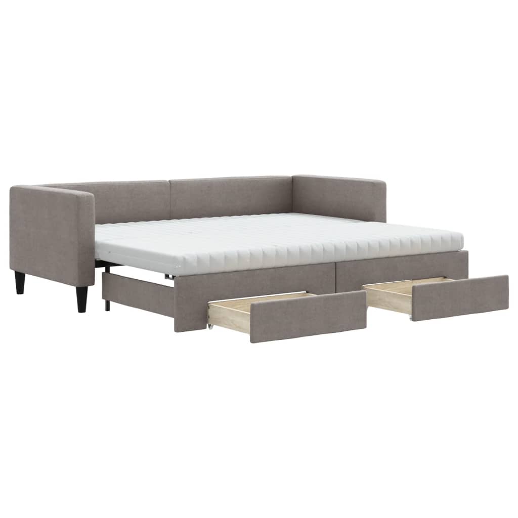 Καναπές Κρεβάτι Συρόμενος Taupe 80x200 εκ. Υφασμάτινος Συρτάρια
