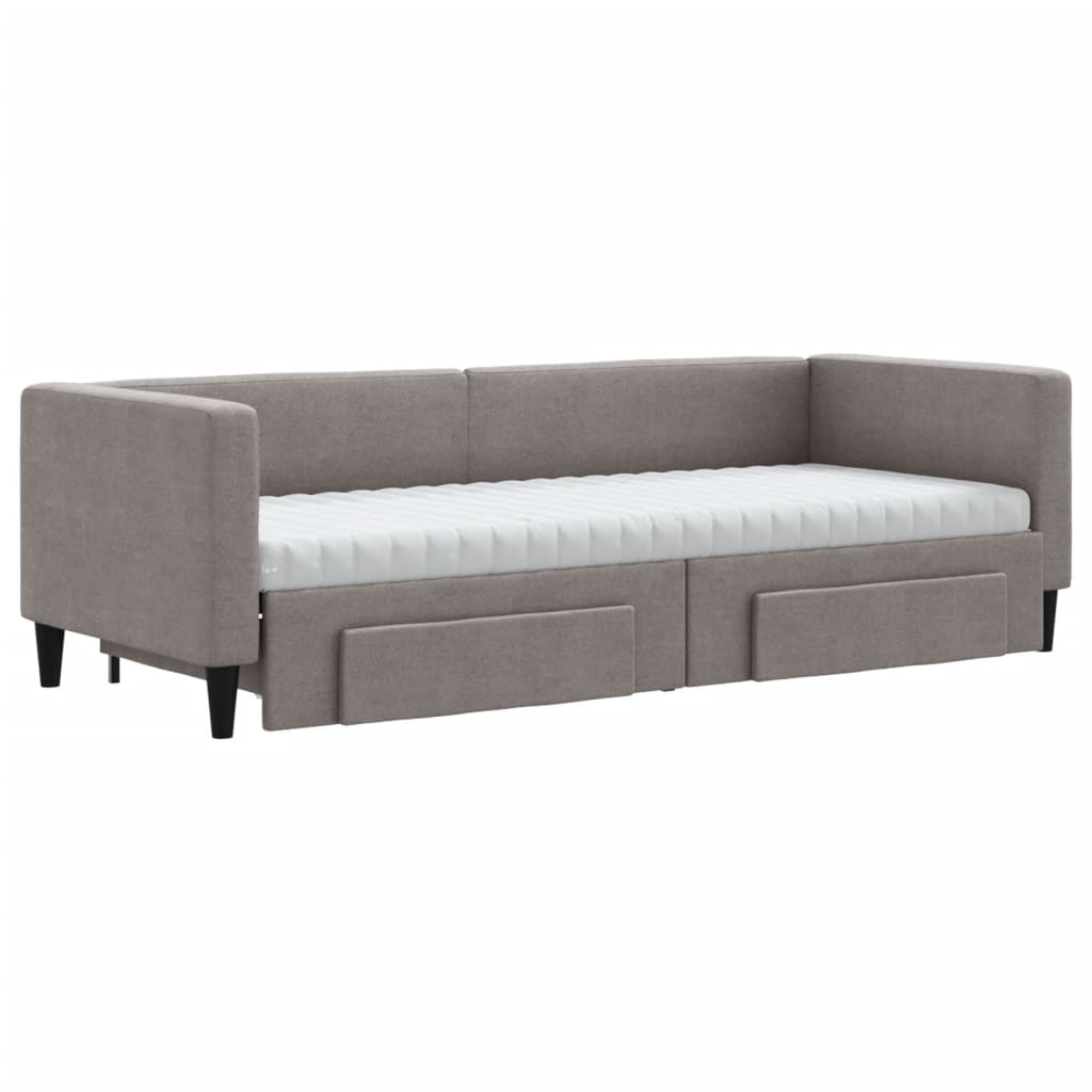 Καναπές Κρεβάτι Συρόμενος Taupe 80x200 εκ. Υφασμάτινος Συρτάρια