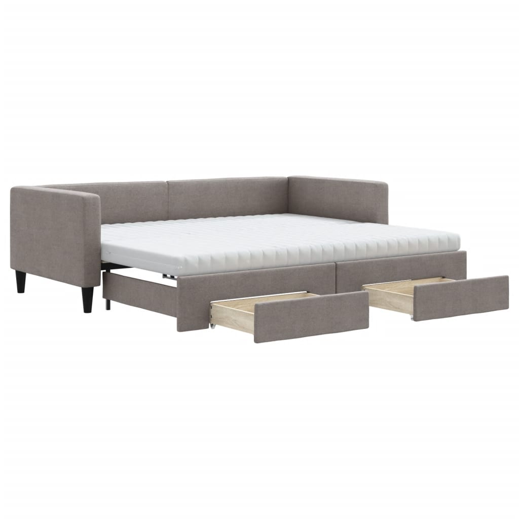 Καναπές Κρεβάτι Συρόμενος Taupe 90x200 εκ. Ύφασμα & Συρτάρια