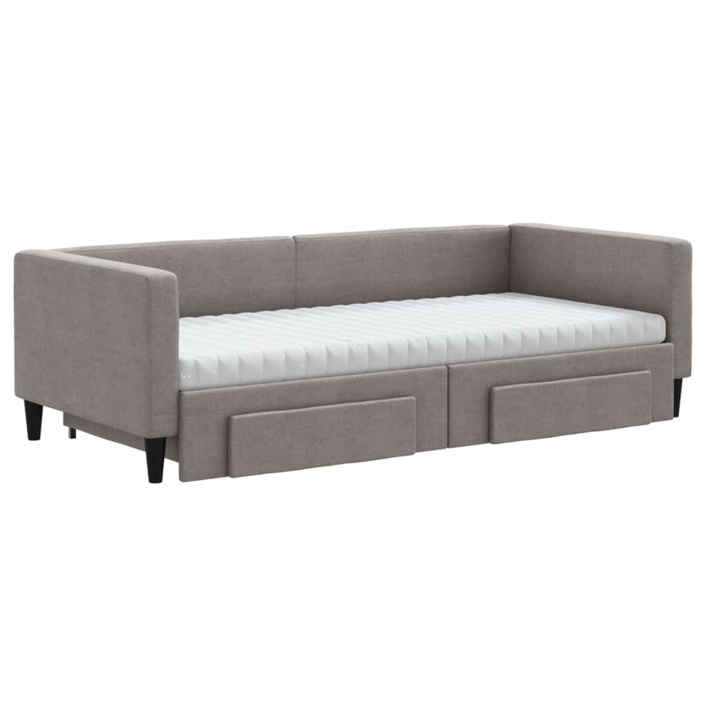 Καναπές Κρεβάτι Συρόμενος Taupe 90x200 εκ. Ύφασμα & Συρτάρια