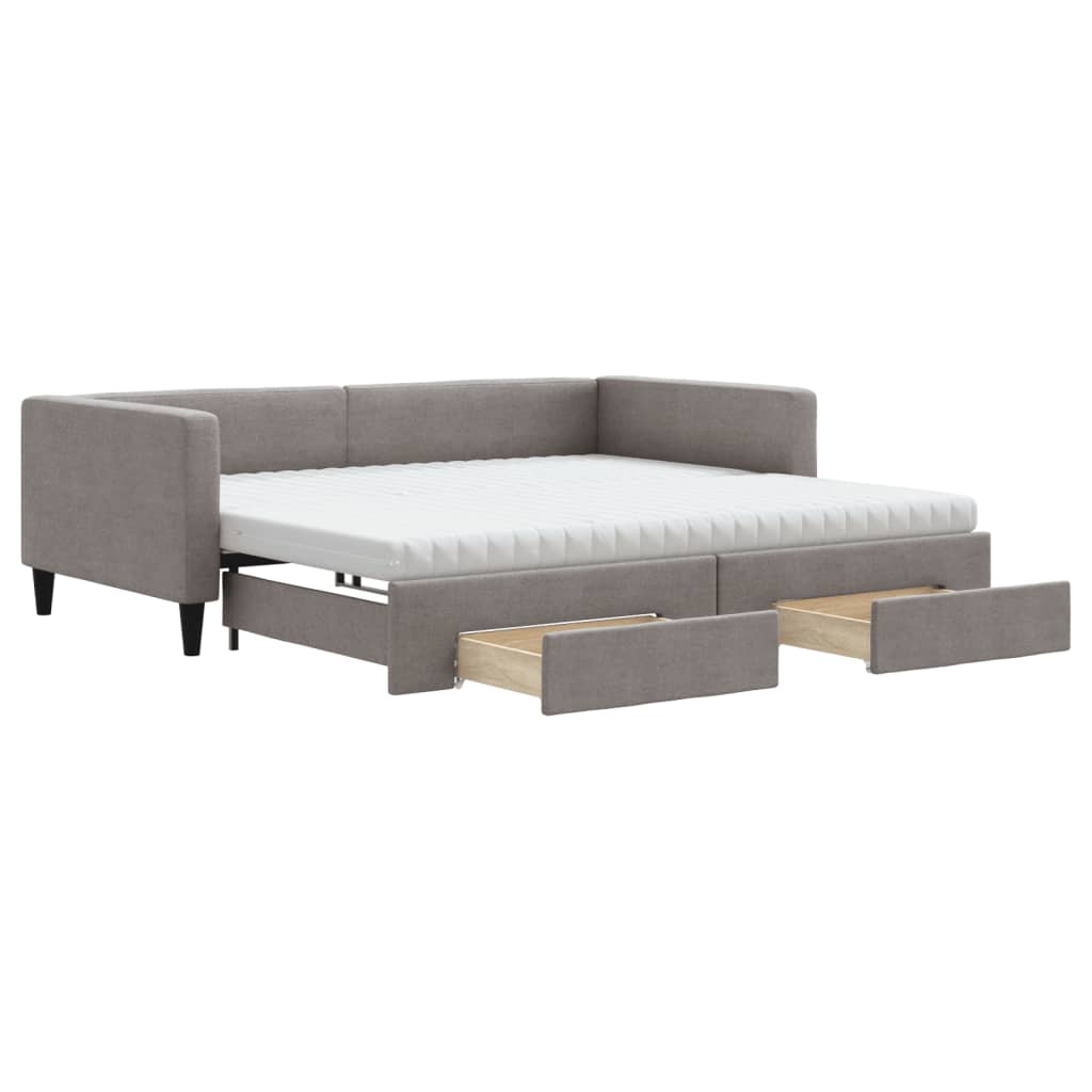 Καναπές Κρεβάτι Συρόμενος Taupe 100x200εκ. Υφασμάτινος Συρτάρια