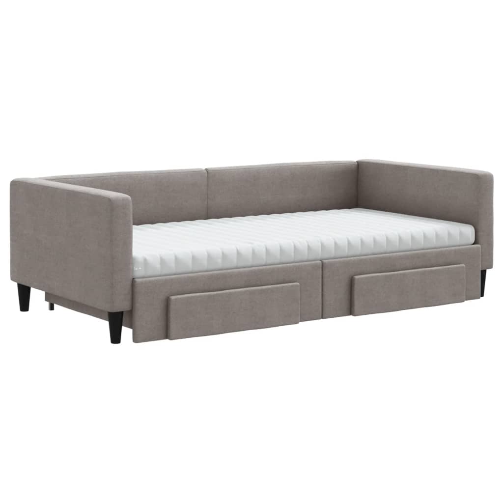 Καναπές Κρεβάτι Συρόμενος Taupe 100x200εκ. Υφασμάτινος Συρτάρια