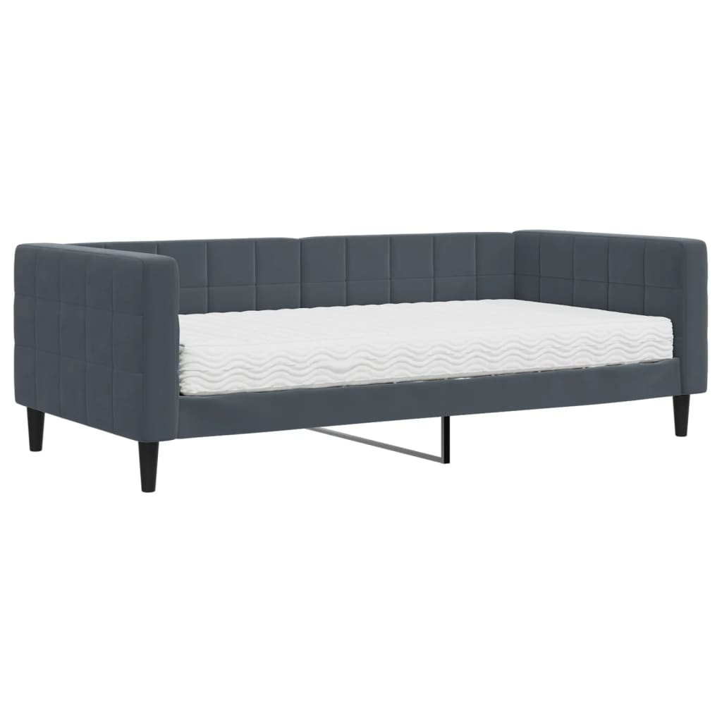 Κρεβάτι ημέρας με στρώμα σκούρο γκρι 90x190 cm Βελούδο