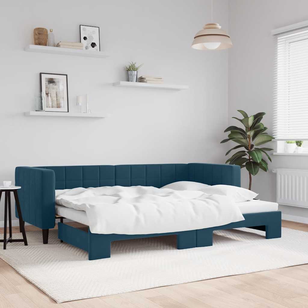 Καναπές Κρεβάτι Συρόμενος Μπλε 80 x 200 εκ. Βελούδινος - Pakobazaar