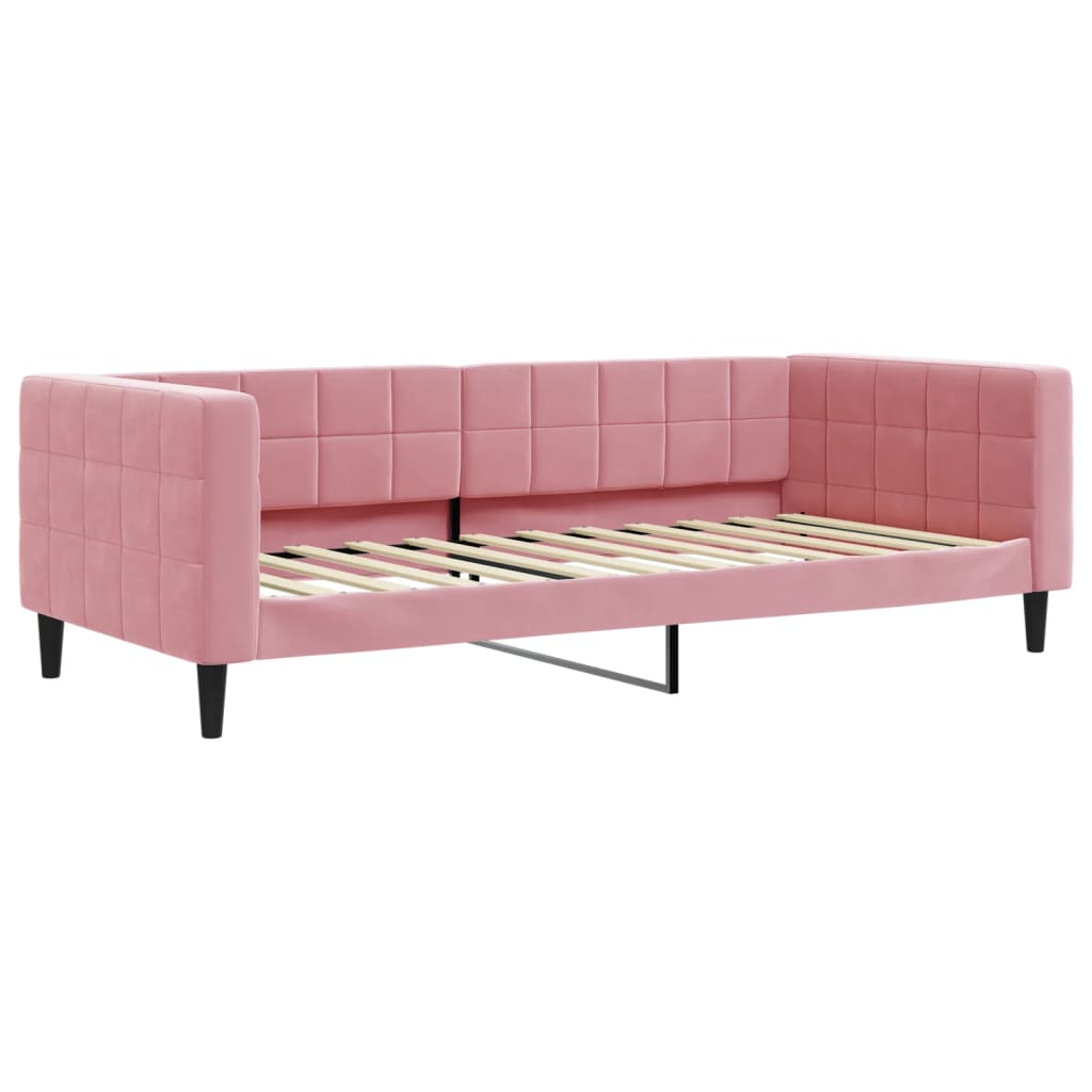 Καναπές Κρεβάτι Συρόμενος Ροζ 90x200 εκ. Βελούδινος & Συρτάρια - Pakobazaar