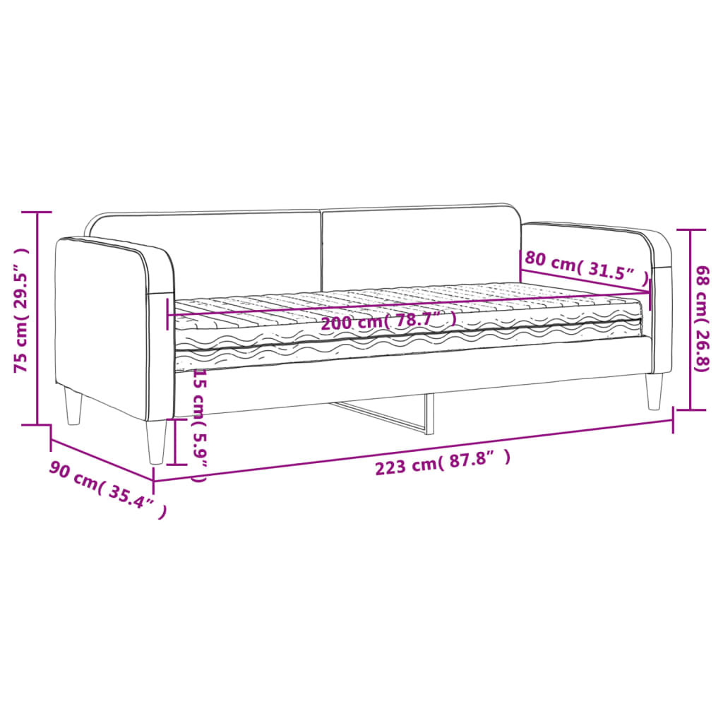 Καναπές Κρεβάτι με Στρώμα Taupe 80 x 200 εκ. Υφασμάτινο - Pakobazaar