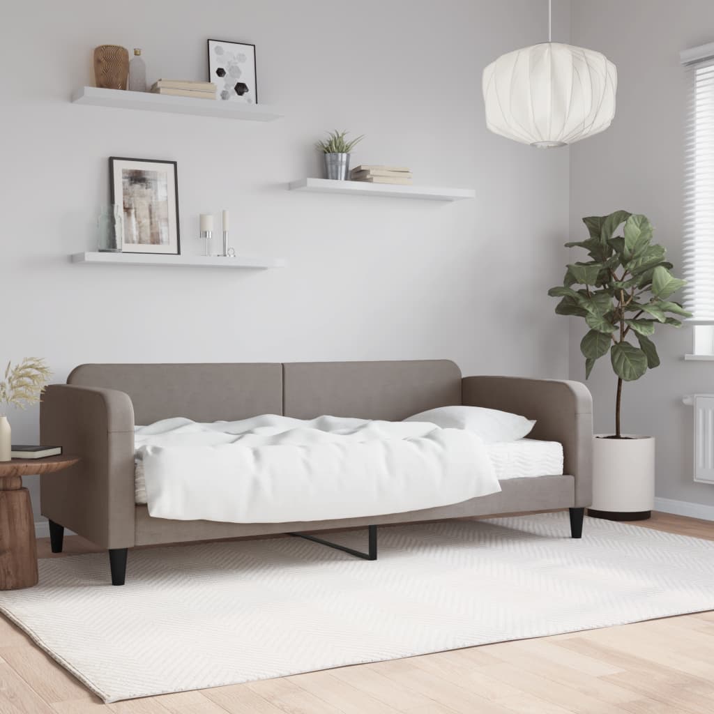 Καναπές Κρεβάτι με Στρώμα Taupe 80 x 200 εκ. Υφασμάτινο - Pakobazaar