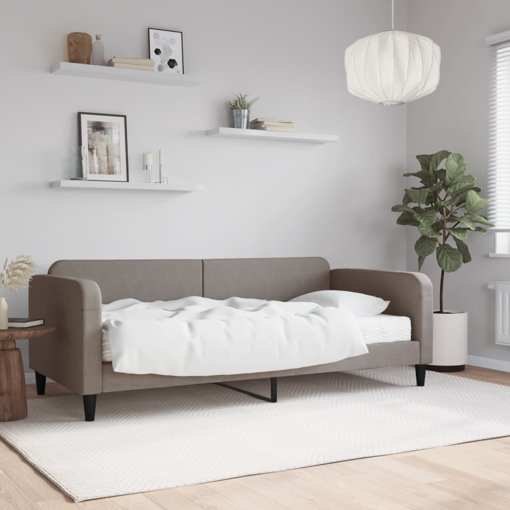 Καναπές Κρεβάτι με Στρώμα Taupe 90 x 200 εκ. Υφασμάτινο