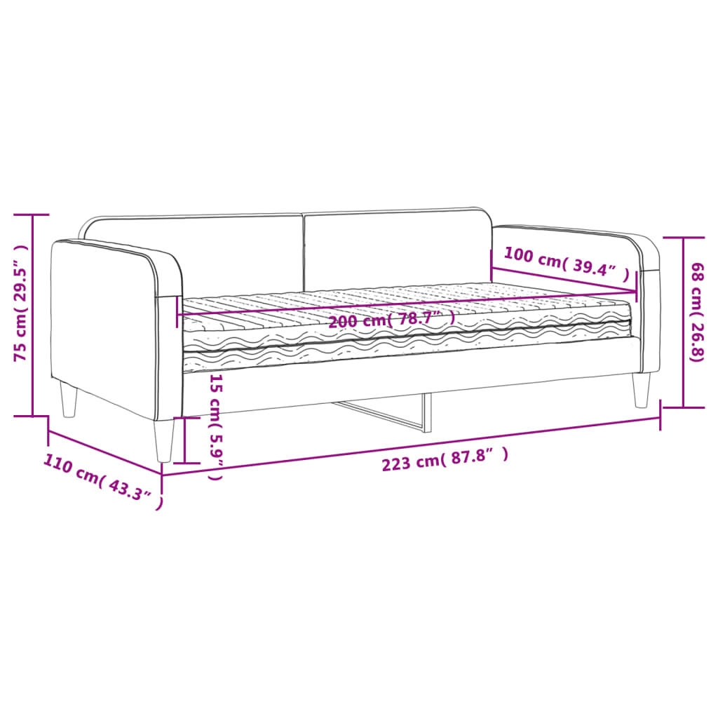 Καναπές Κρεβάτι με Στρώμα Taupe 100 x 200 εκ. Υφασμάτινο