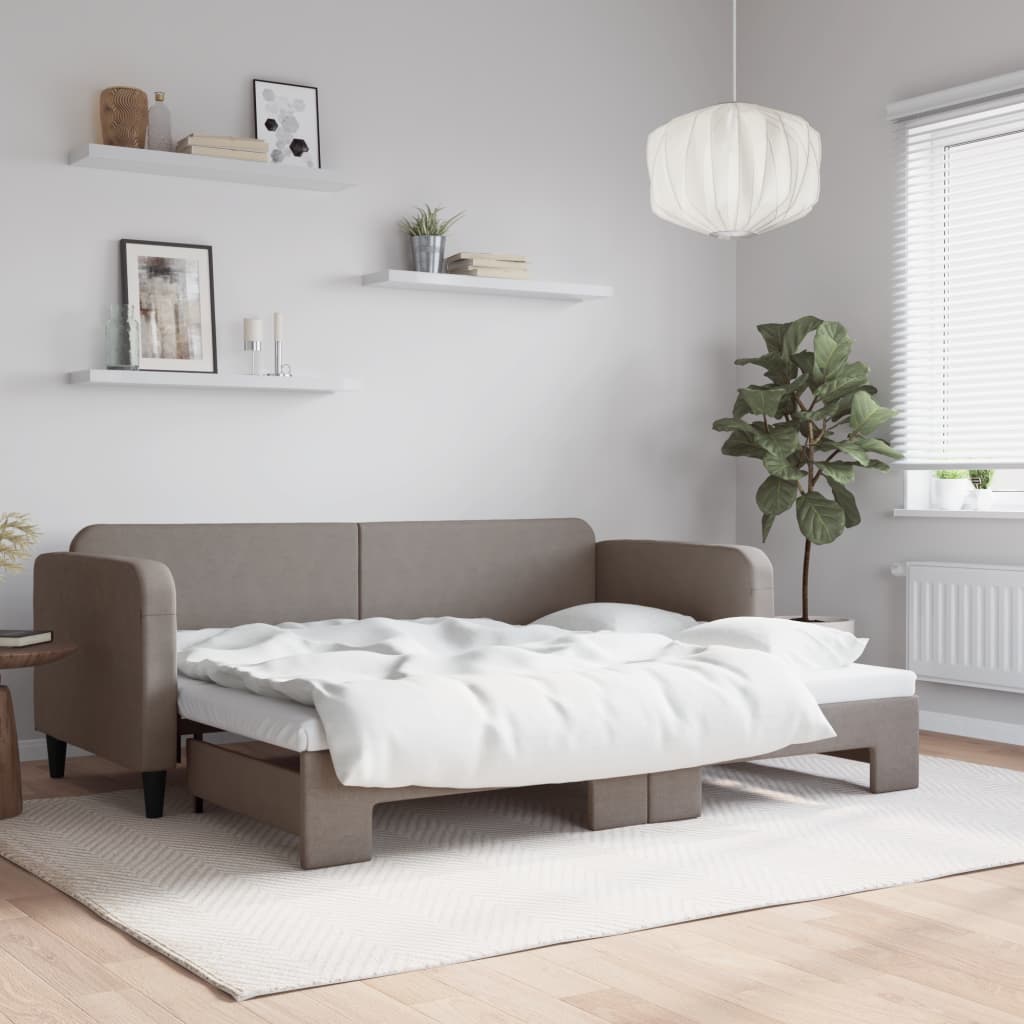 Καναπές Κρεβάτι Συρόμενος Taupe 80 x 200 εκ. Υφασμάτινος