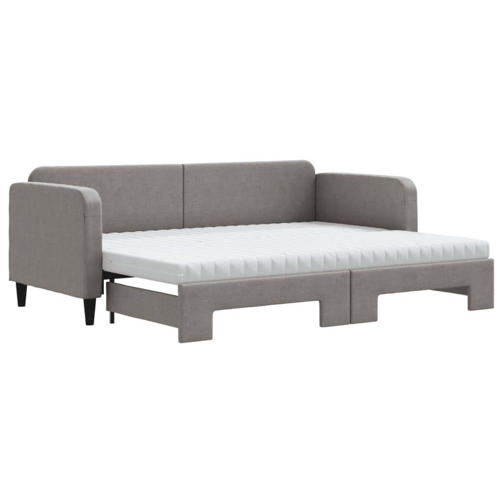 Καναπές Κρεβάτι Συρόμενος Taupe 80x200 εκ. Υφασμάτινος Στρώματα