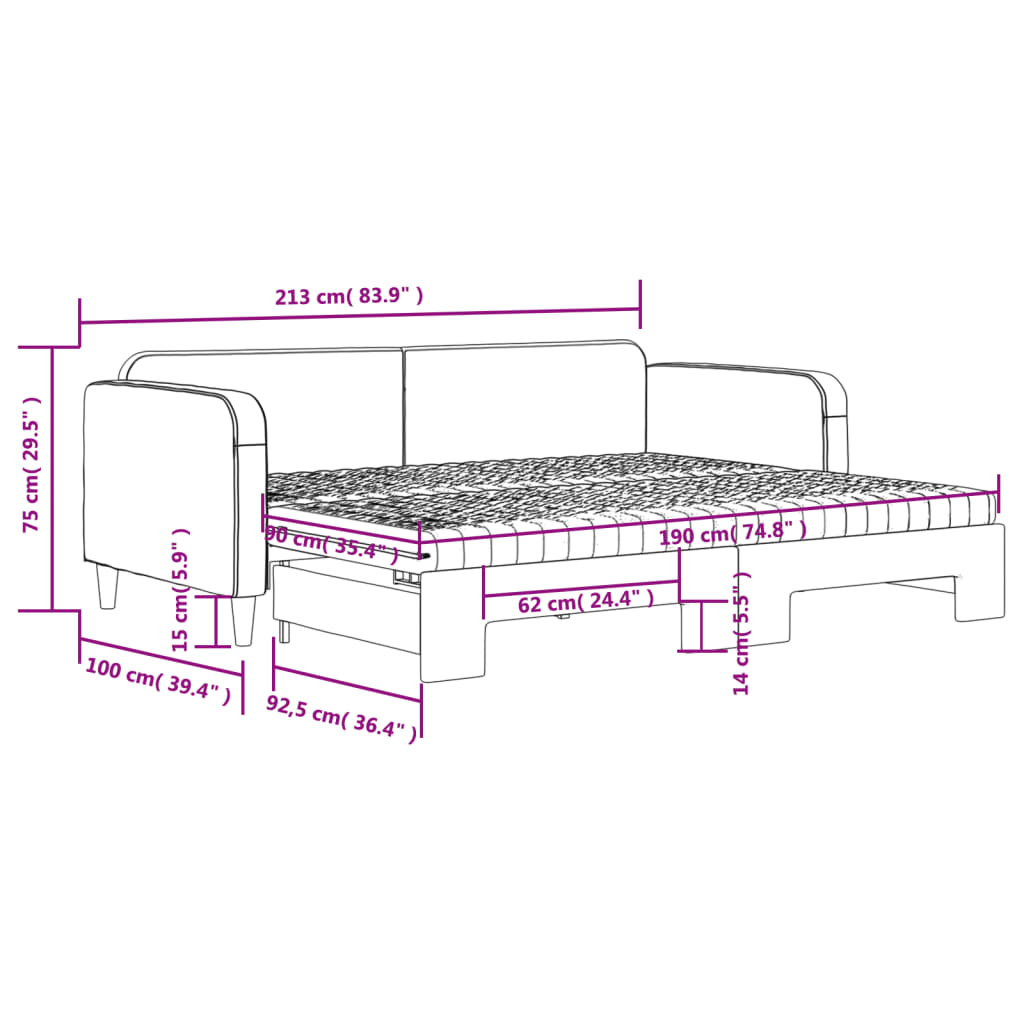 Καναπές Κρεβάτι Συρόμενος Αν. Γκρι 90x190 εκ.Ύφασμα Στρώματα - Pakobazaar