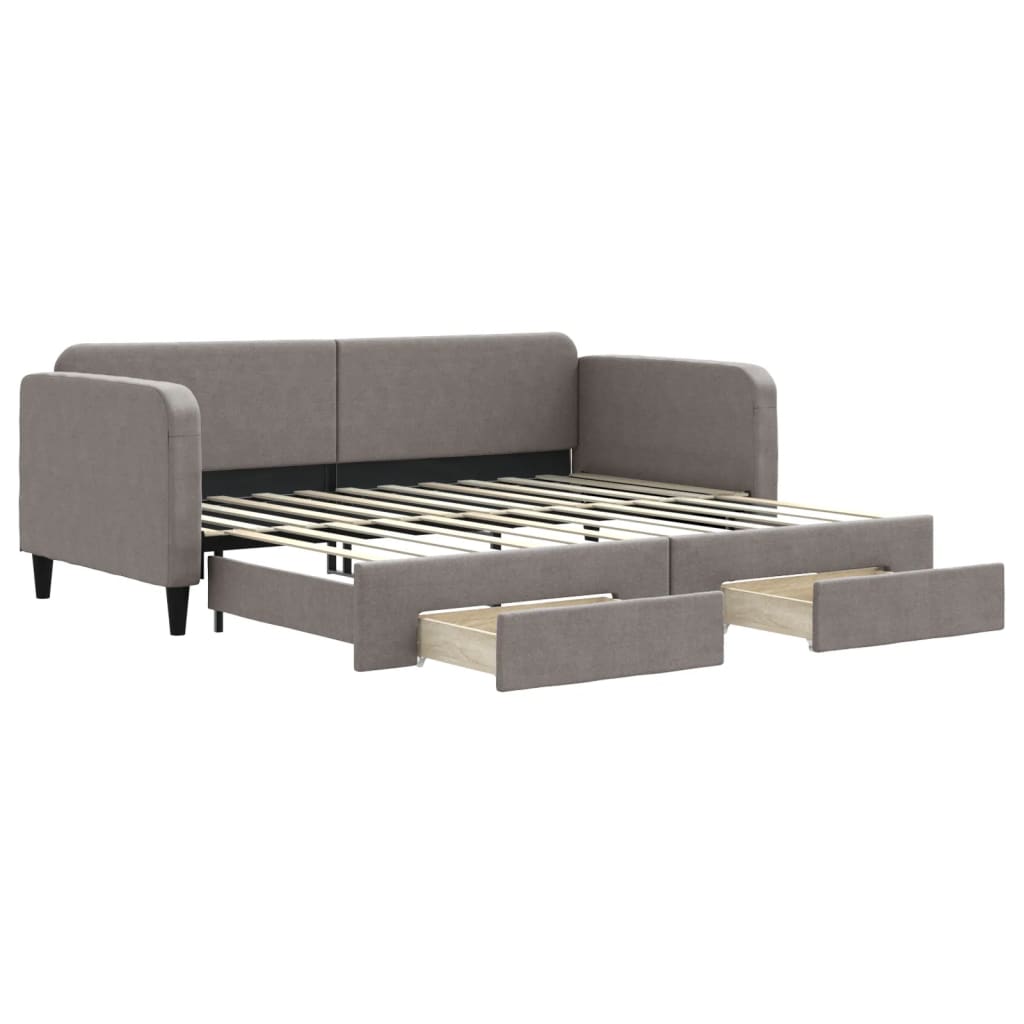 Καναπές Κρεβάτι Συρόμενος Taupe 90x200 εκ. Ύφασμα & Συρτάρια