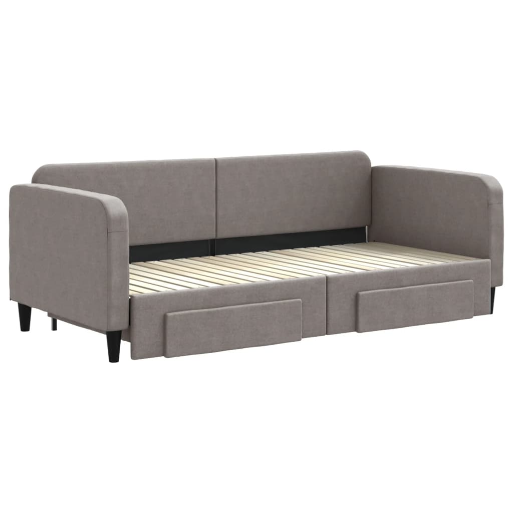 Καναπές Κρεβάτι Συρόμενος Taupe 90x200 εκ. Ύφασμα & Συρτάρια