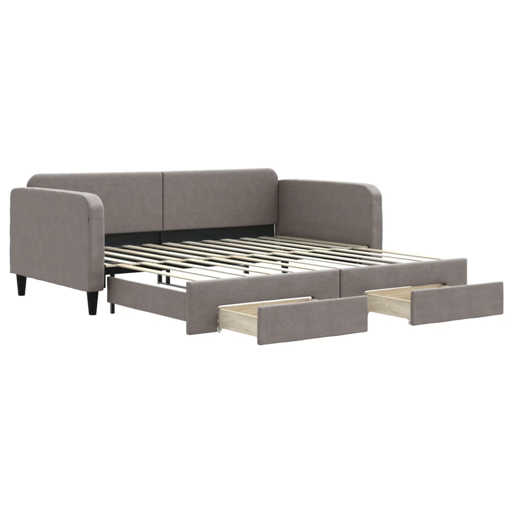 Καναπές Κρεβάτι Συρόμενος Taupe 100x200εκ. Υφασμάτινος Συρτάρια