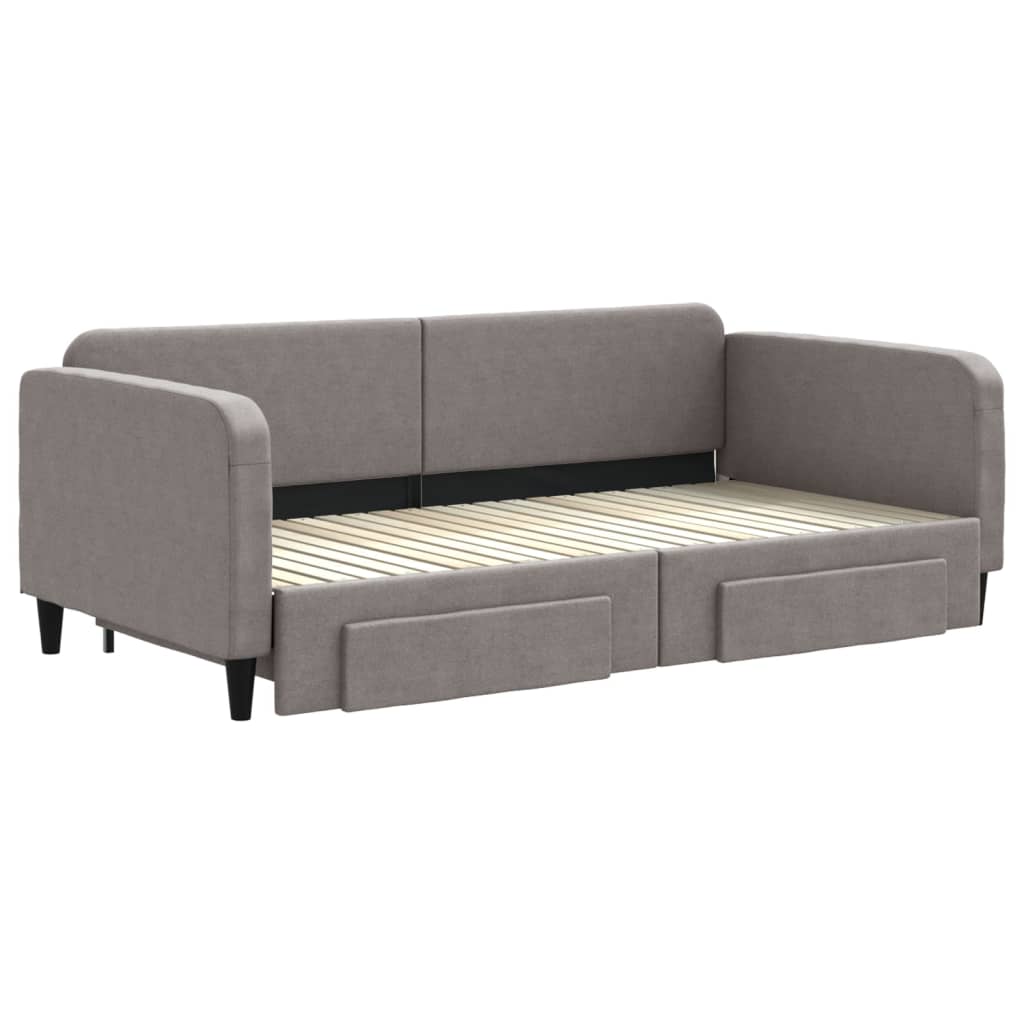 Καναπές Κρεβάτι Συρόμενος Taupe 100x200εκ. Υφασμάτινος Συρτάρια
