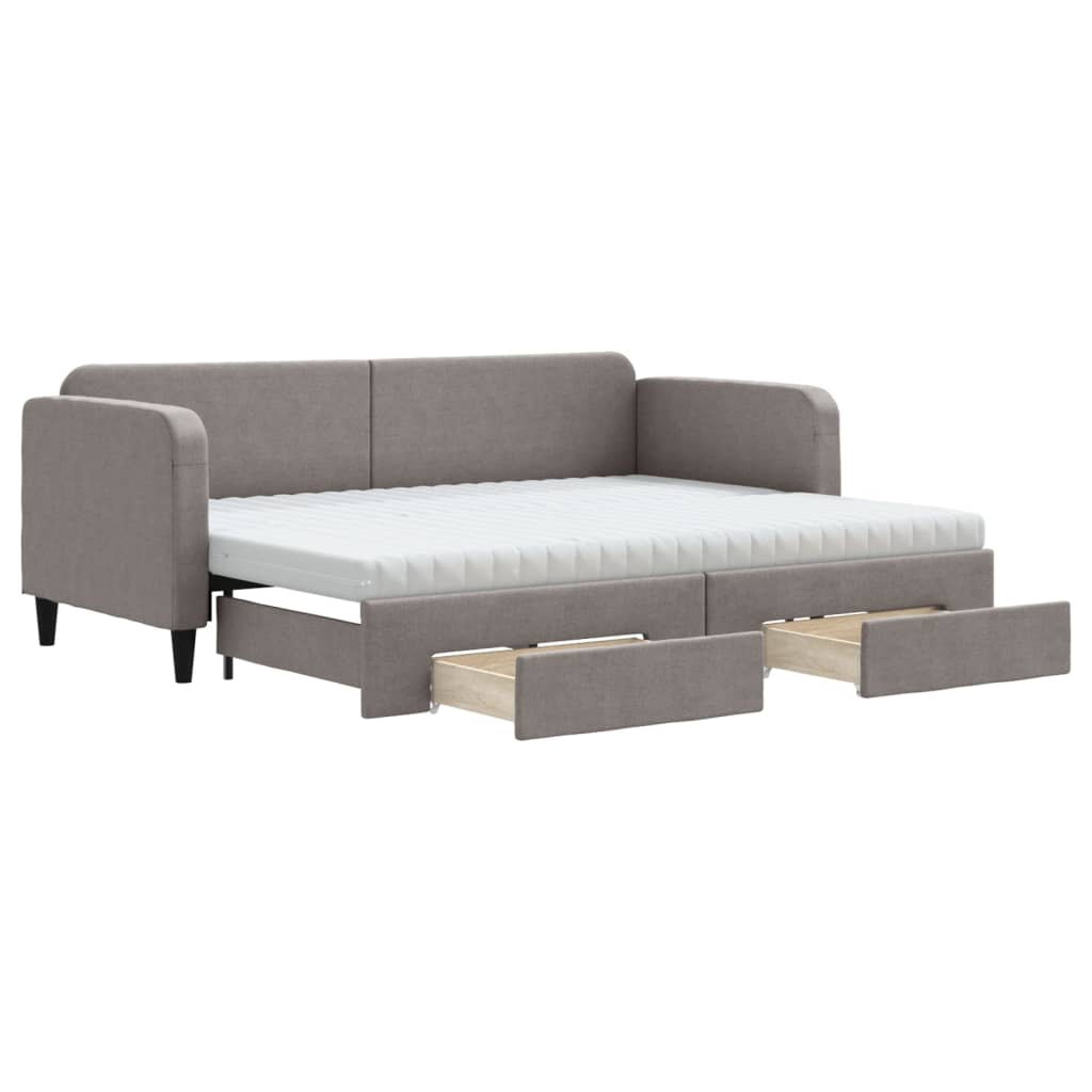 Καναπές Κρεβάτι Συρόμενος Taupe 80x200 εκ. Υφασμάτινος Συρτάρια