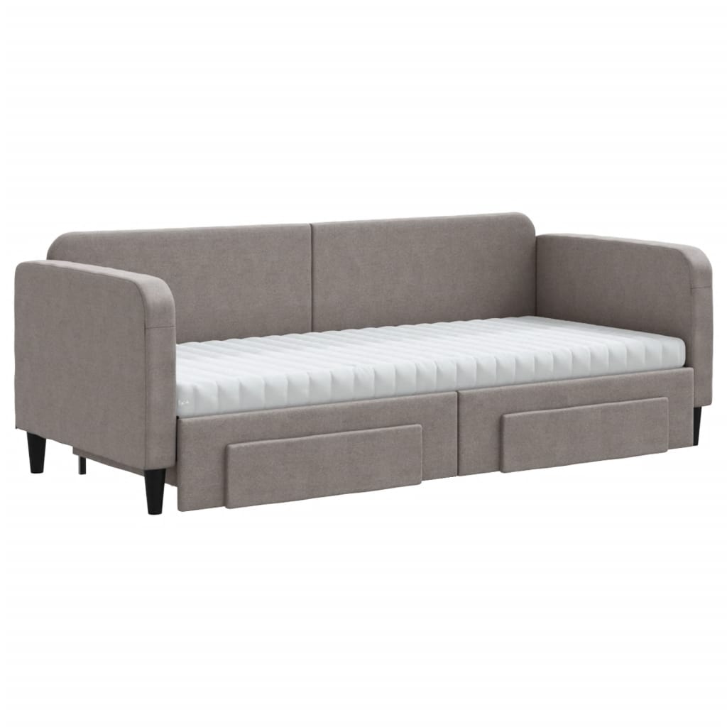 Καναπές Κρεβάτι Συρόμενος Taupe 80x200 εκ. Υφασμάτινος Συρτάρια