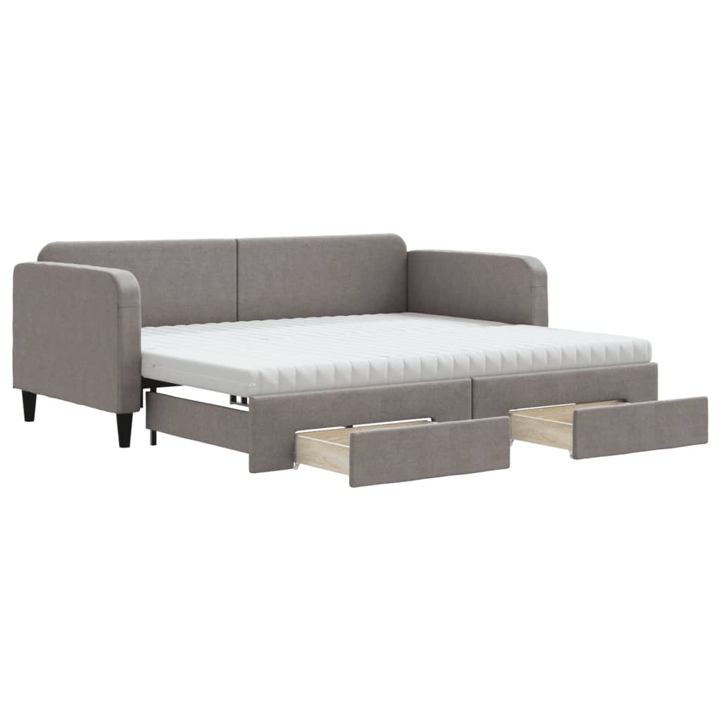 Καναπές Κρεβάτι Συρόμενος Taupe 90x200 εκ. Ύφασμα & Συρτάρια