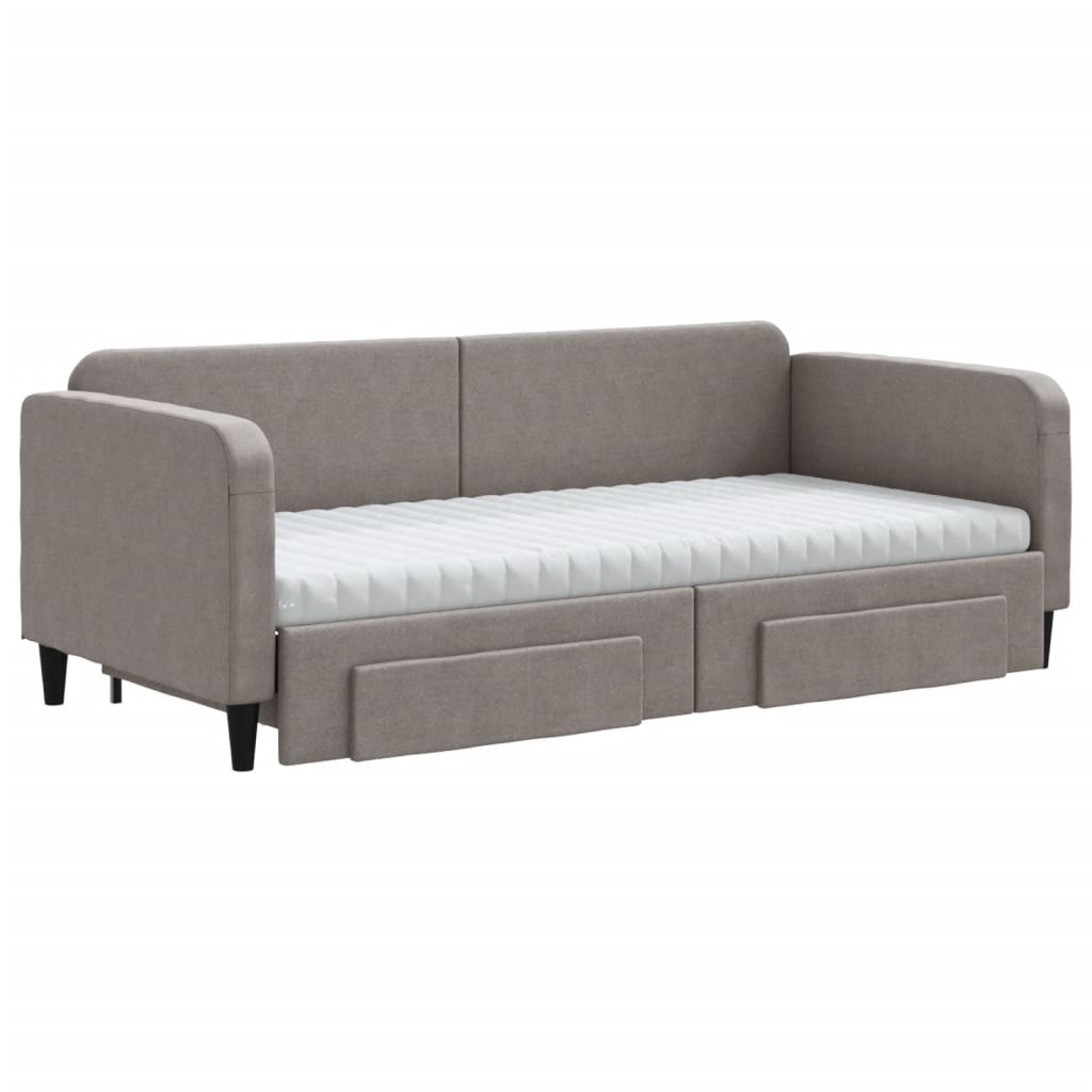 Καναπές Κρεβάτι Συρόμενος Taupe 90x200 εκ. Ύφασμα & Συρτάρια