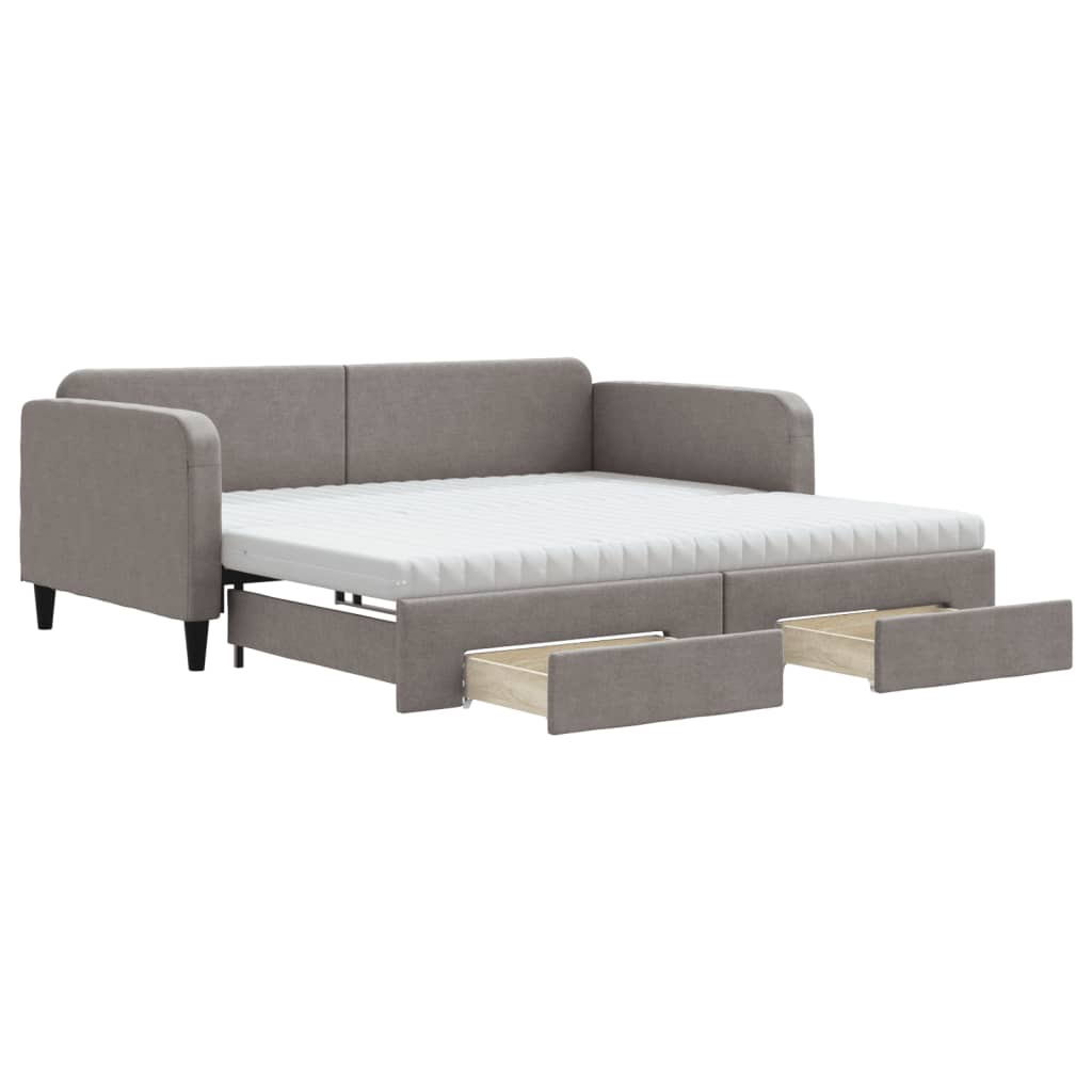 Καναπές Κρεβάτι Συρόμενος Taupe 100x200εκ. Υφασμάτινος Συρτάρια