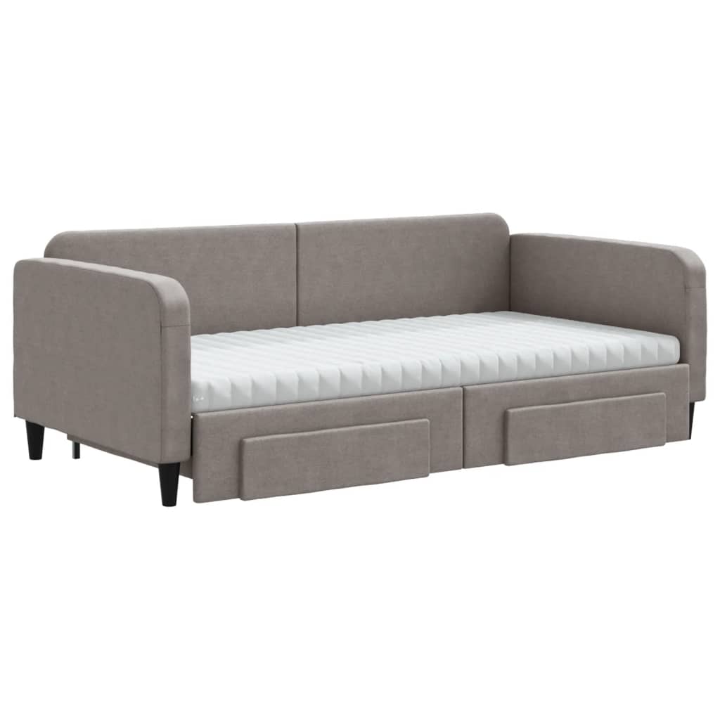 Καναπές Κρεβάτι Συρόμενος Taupe 100x200εκ. Υφασμάτινος Συρτάρια