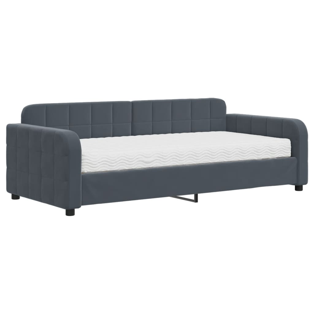 Κρεβάτι ημέρας με στρώμα σκούρο γκρι 90x190 cm Βελούδο