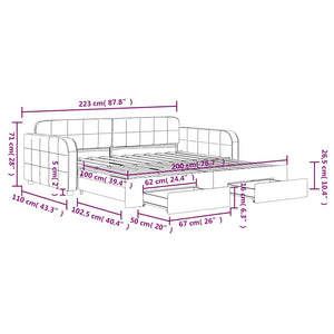 Καναπές Κρεβάτι Συρόμενος Μπλε 100x200 εκ. Βελούδινος Συρτάρια