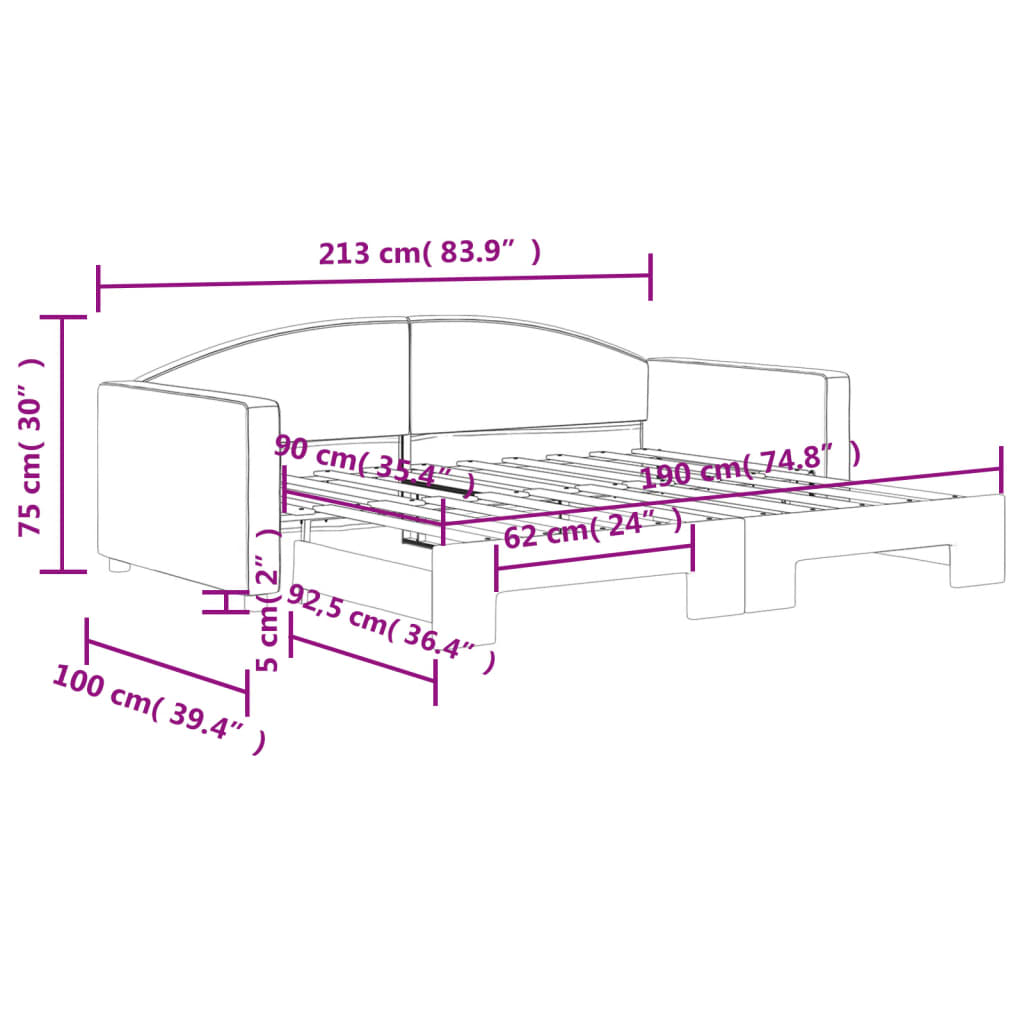 Καναπές Κρεβάτι Συρόμενος Ανοιχτό Γκρι 90 x 190 εκ. Υφασμάτινος