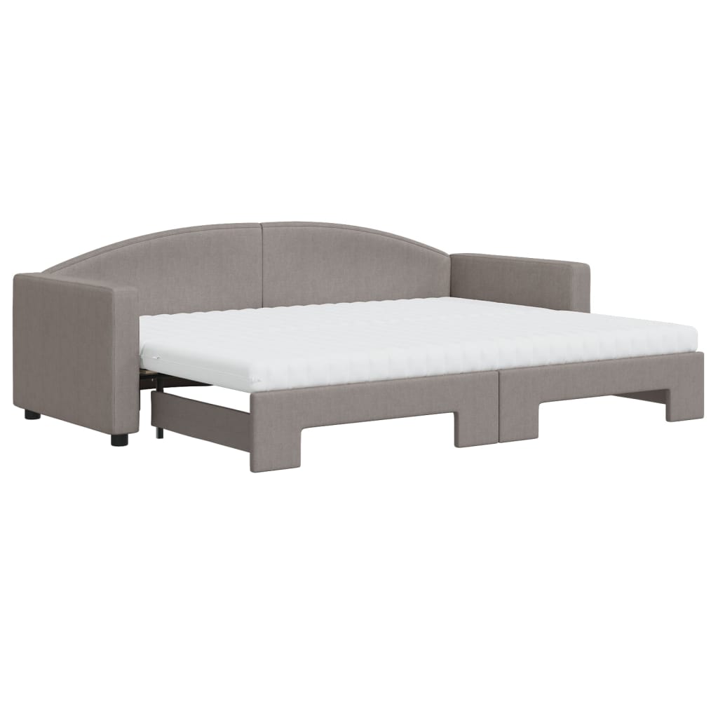 Καναπές Κρεβάτι Συρόμενος Taupe 80x200 εκ. Υφασμάτινος Στρώματα