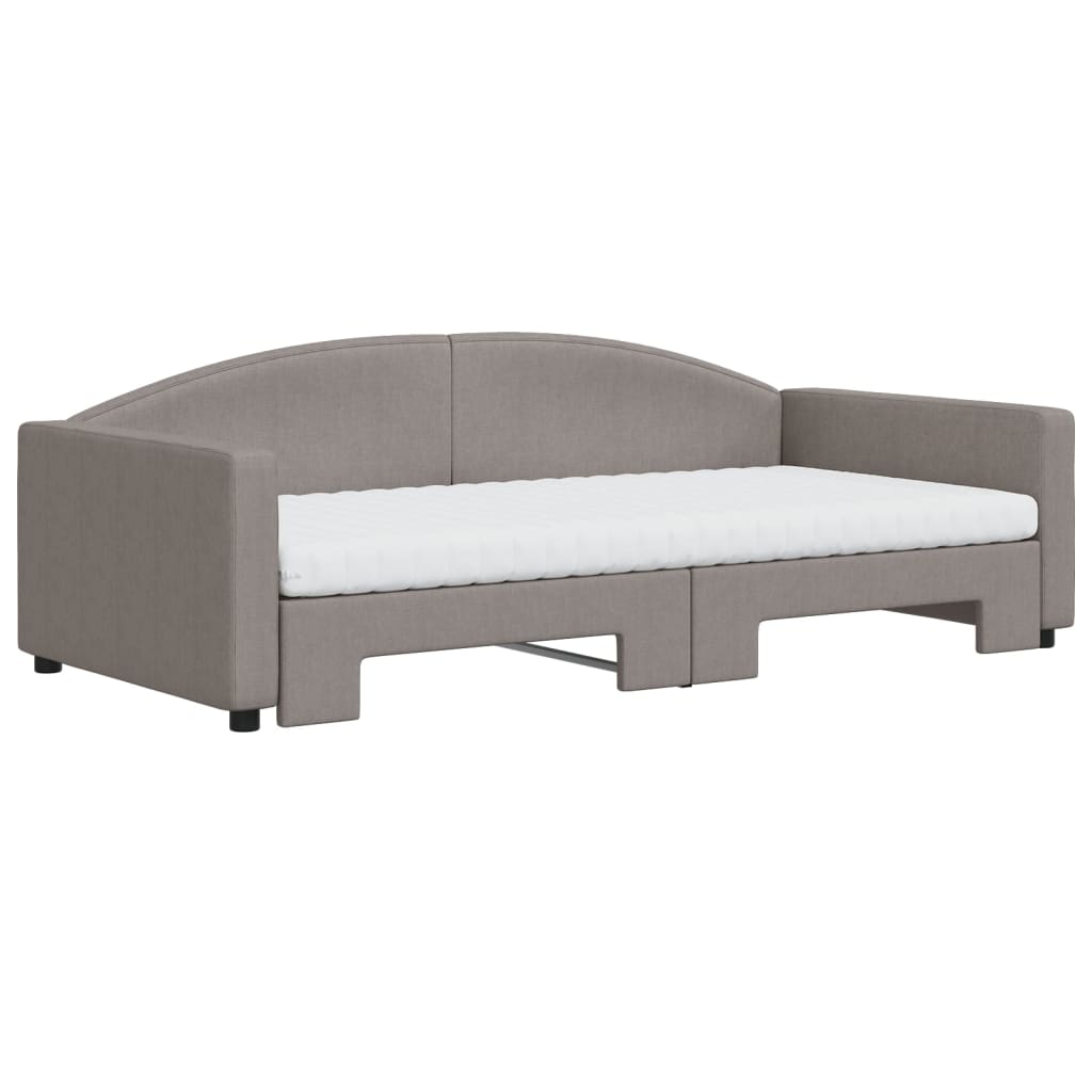Καναπές Κρεβάτι Συρόμενος Taupe 100x200εκ. Υφασμάτινος Στρώματα