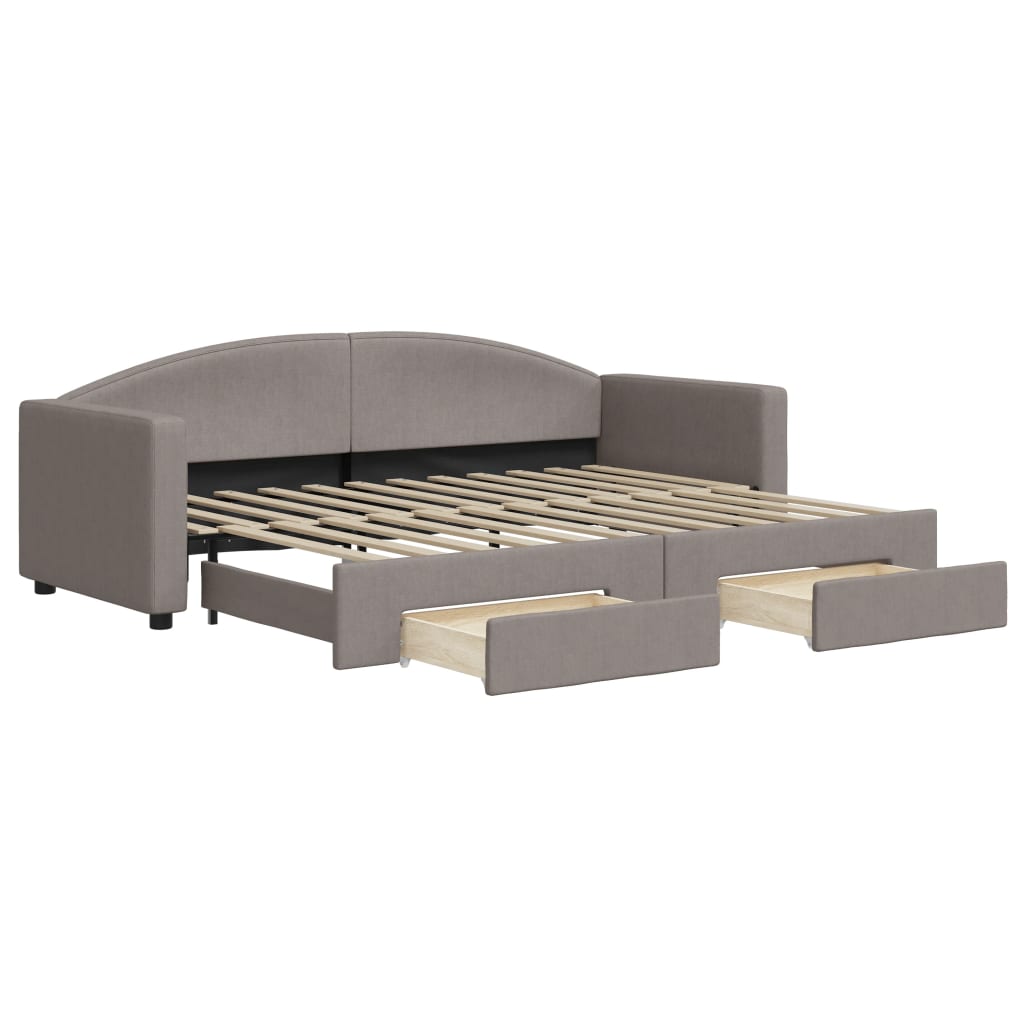 Καναπές Κρεβάτι Συρόμενος Taupe 80x200 εκ. Υφασμάτινος Συρτάρια