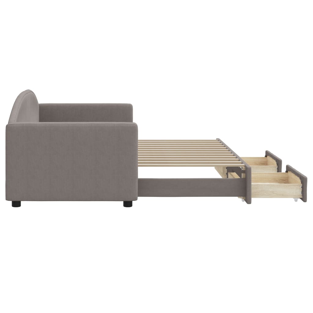Καναπές Κρεβάτι Συρόμενος Taupe 80x200 εκ. Υφασμάτινος Συρτάρια