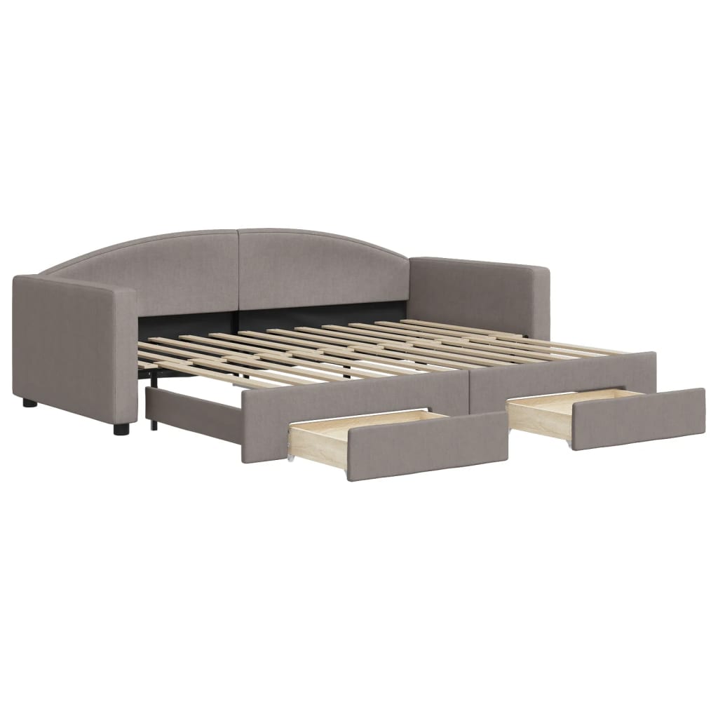 Καναπές Κρεβάτι Συρόμενος Taupe 90x200 εκ. Ύφασμα & Συρτάρια