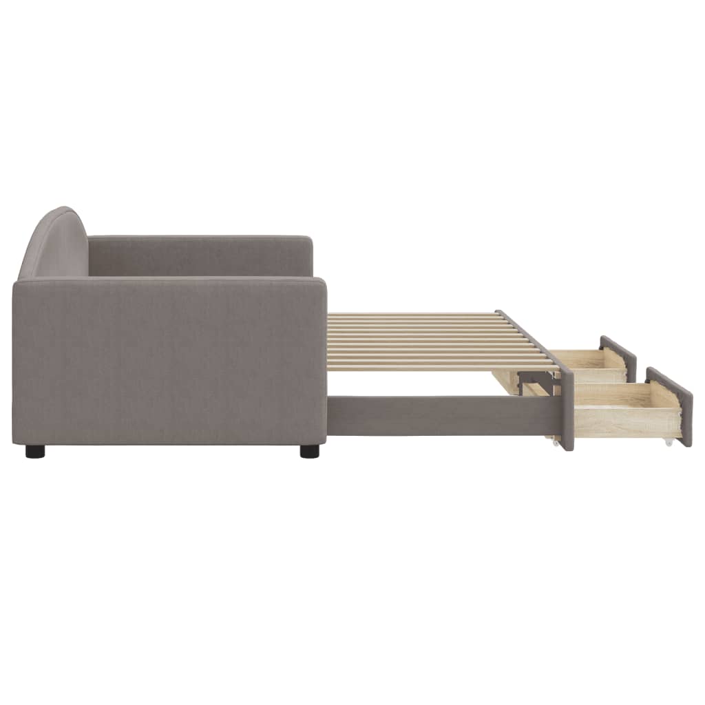 Καναπές Κρεβάτι Συρόμενος Taupe 90x200 εκ. Ύφασμα & Συρτάρια