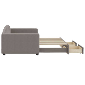 Καναπές Κρεβάτι Συρόμενος Taupe 90x200 εκ. Ύφασμα & Συρτάρια