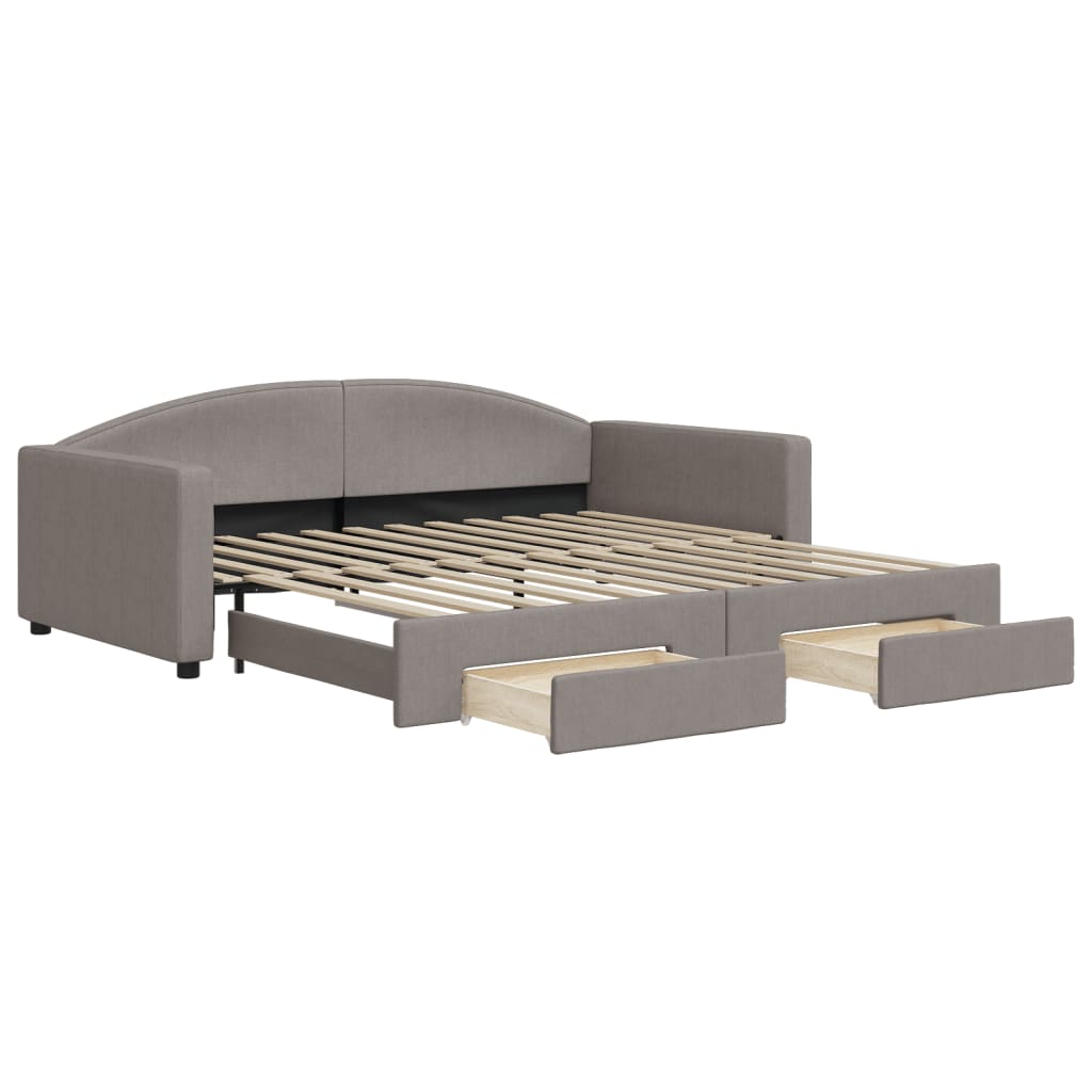 Καναπές Κρεβάτι Συρόμενος Taupe 100x200εκ. Υφασμάτινος Συρτάρια